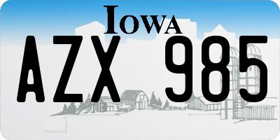 IA license plate AZX985
