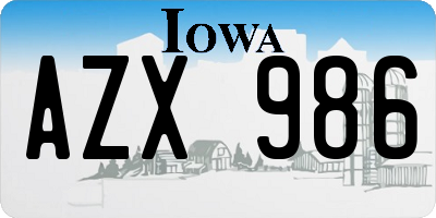 IA license plate AZX986