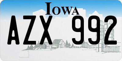 IA license plate AZX992
