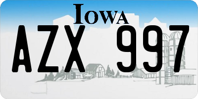 IA license plate AZX997
