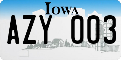 IA license plate AZY003