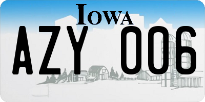 IA license plate AZY006