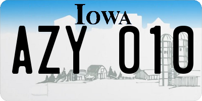 IA license plate AZY010