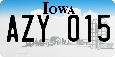IA license plate AZY015