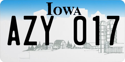 IA license plate AZY017
