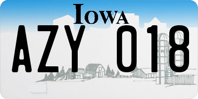 IA license plate AZY018