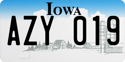 IA license plate AZY019