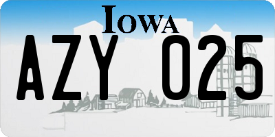 IA license plate AZY025