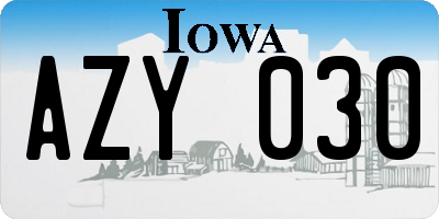 IA license plate AZY030