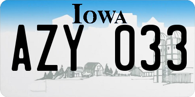 IA license plate AZY033