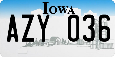 IA license plate AZY036