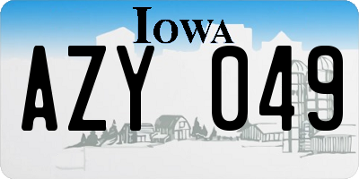 IA license plate AZY049