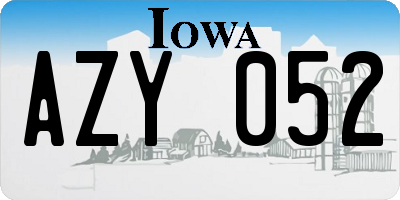 IA license plate AZY052