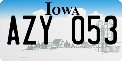 IA license plate AZY053