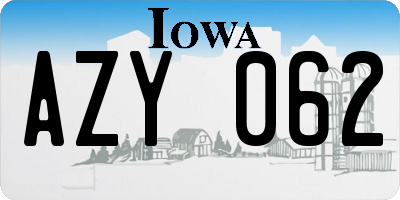 IA license plate AZY062