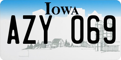 IA license plate AZY069