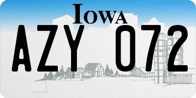 IA license plate AZY072
