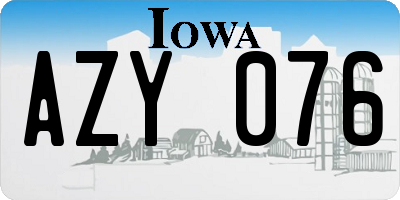 IA license plate AZY076