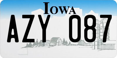 IA license plate AZY087