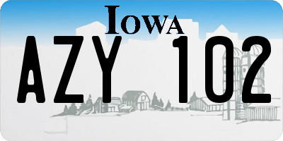 IA license plate AZY102