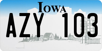 IA license plate AZY103