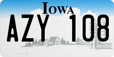 IA license plate AZY108