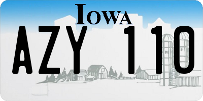 IA license plate AZY110