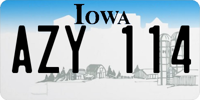 IA license plate AZY114