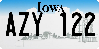 IA license plate AZY122