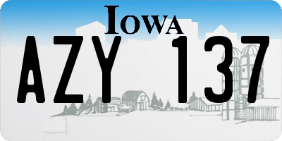 IA license plate AZY137