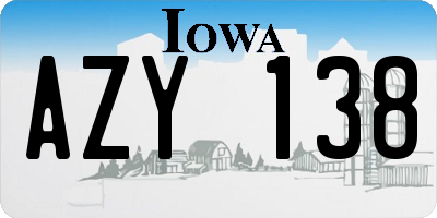 IA license plate AZY138