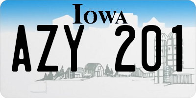 IA license plate AZY201
