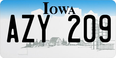 IA license plate AZY209