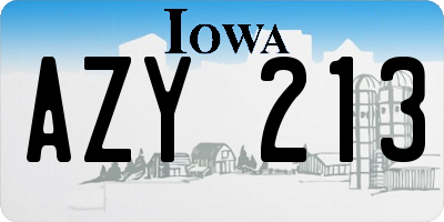 IA license plate AZY213
