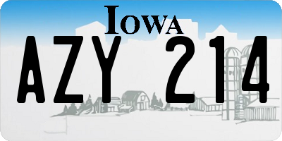 IA license plate AZY214