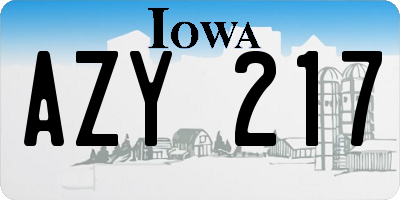 IA license plate AZY217