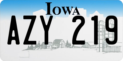 IA license plate AZY219
