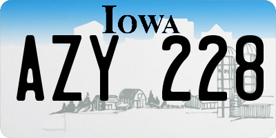 IA license plate AZY228