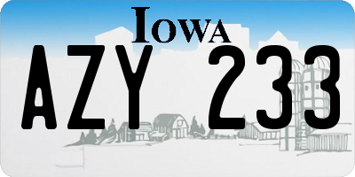 IA license plate AZY233