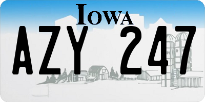IA license plate AZY247