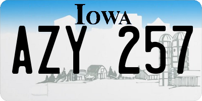 IA license plate AZY257