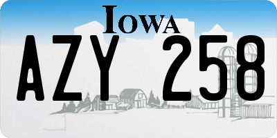 IA license plate AZY258