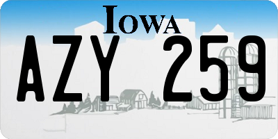 IA license plate AZY259