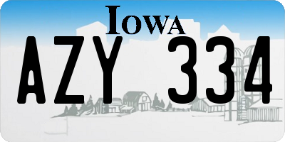 IA license plate AZY334