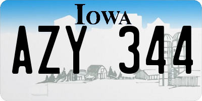 IA license plate AZY344