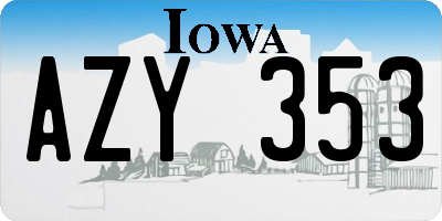 IA license plate AZY353