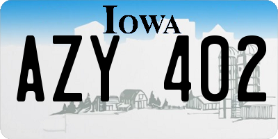 IA license plate AZY402