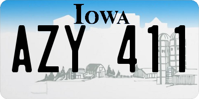 IA license plate AZY411