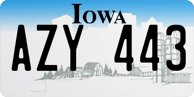IA license plate AZY443