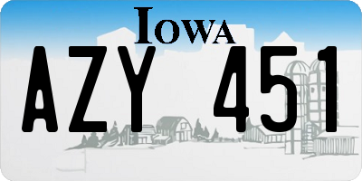 IA license plate AZY451